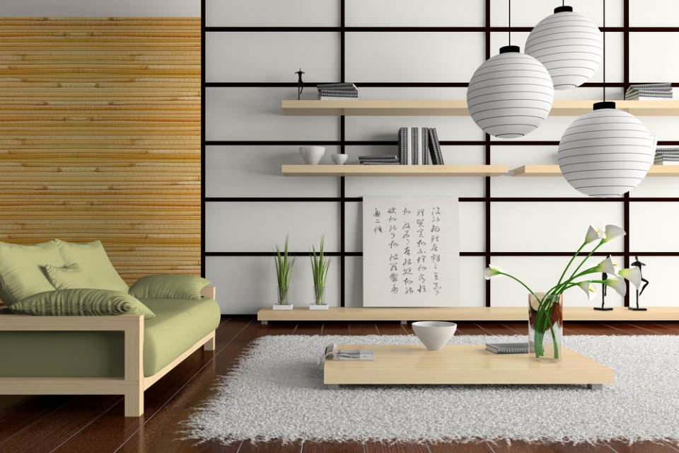 Дизайн гостинной в восточном стиле - японский интерьер