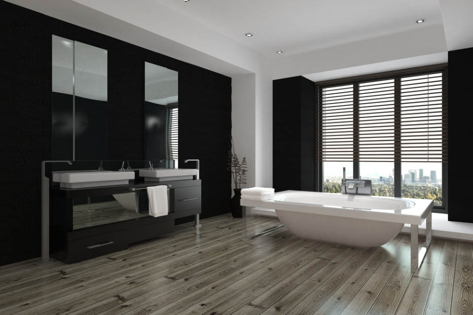 Дизайн интерьера ванной комнате в черном цвете