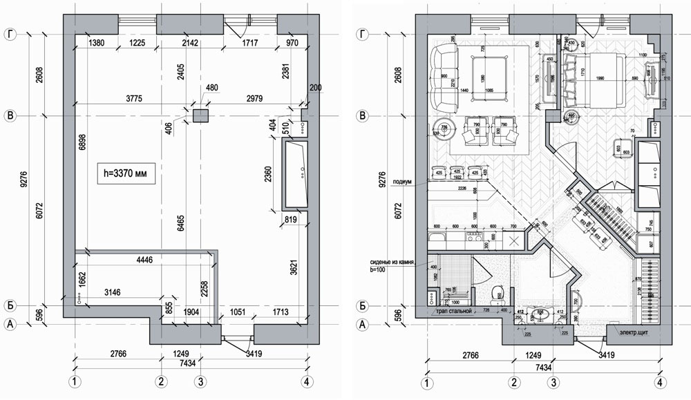 план перепланировки двухкомнатной квартиры