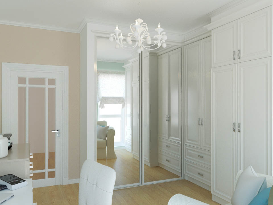 Дизайн кабинета в квартире в мятном и белом тонах - фото 31