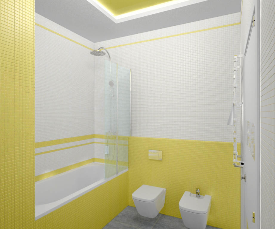 Дизайн ванной комнаты в желтом цвете - фото 2