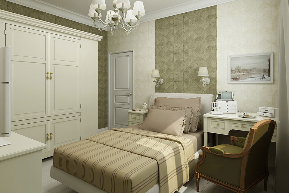 Интерьер квартиры в современном и классическом стилях - интерьер спальни