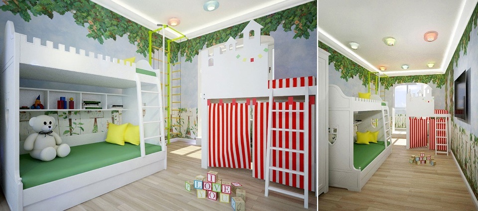 Дизайн интерьера детской комнаты для двоих детей - фото 1