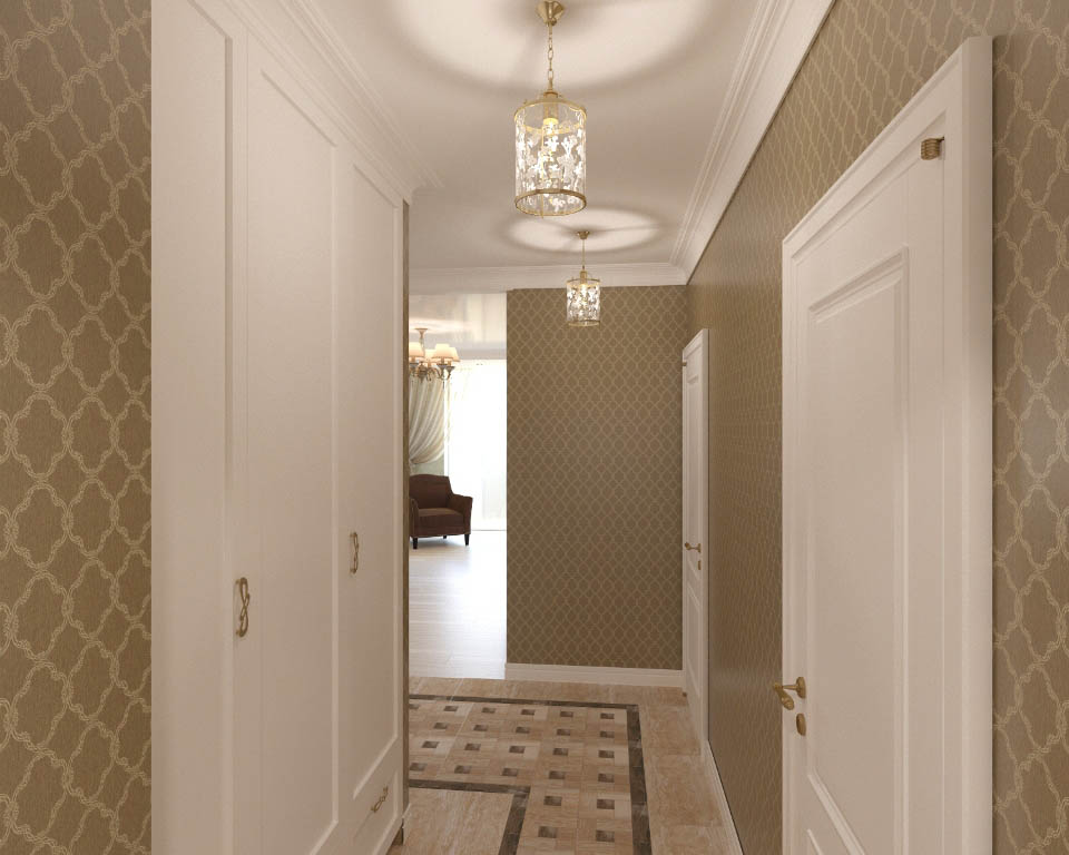 Дизайн интерьера коридора в кслассическом стиле - фото 1