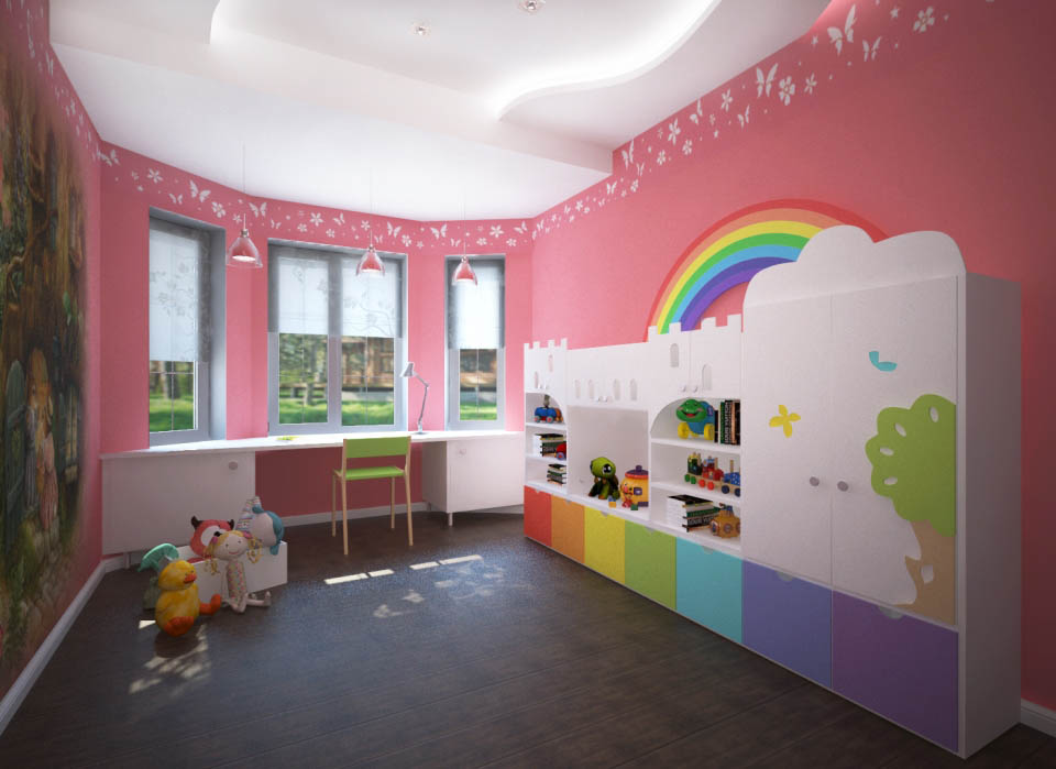 Дизайн интерьера детской комнаты для двоих детей в таунхаусе - фото 1