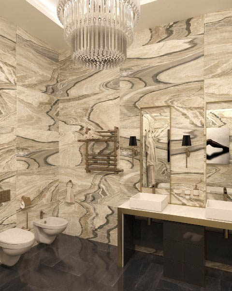 дизайн ванной комнаты в бежевых тонах - фото 3