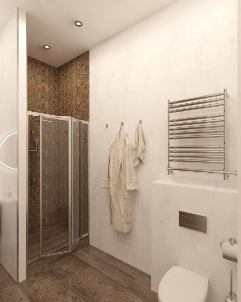 дизайн ванной комнаты в бело-коричневых тонах - фото 1