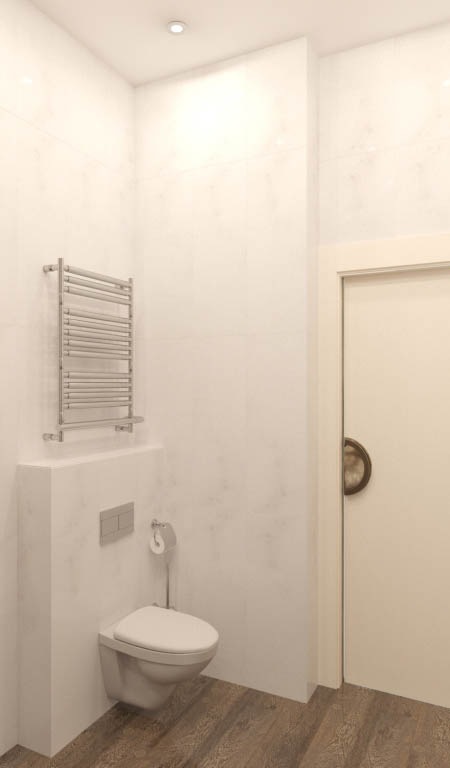 дизайн ванной комнаты в бело-коричневых тонах - фото 3
