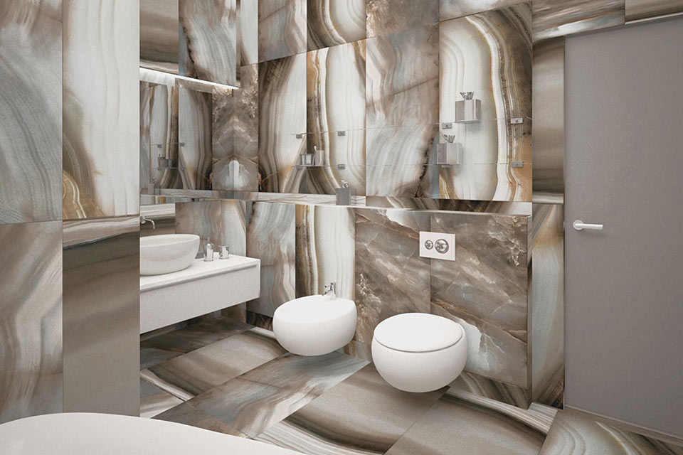 Дизайн ванной комнаты в стиле контемпорари (мрамор) - фото 3