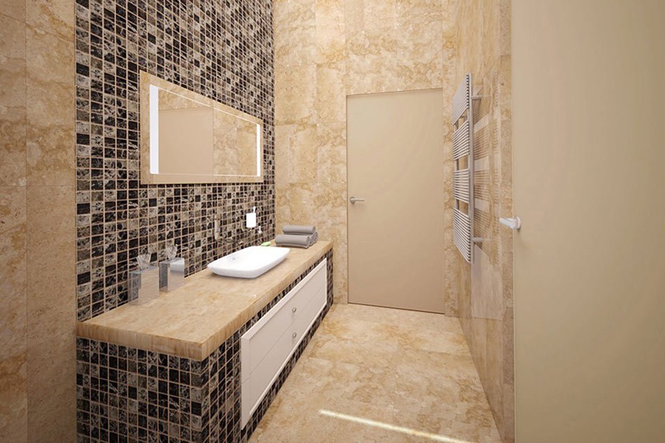 Дизайн ванной комнаты в стиле контемпорари (мозаика) - фото 2