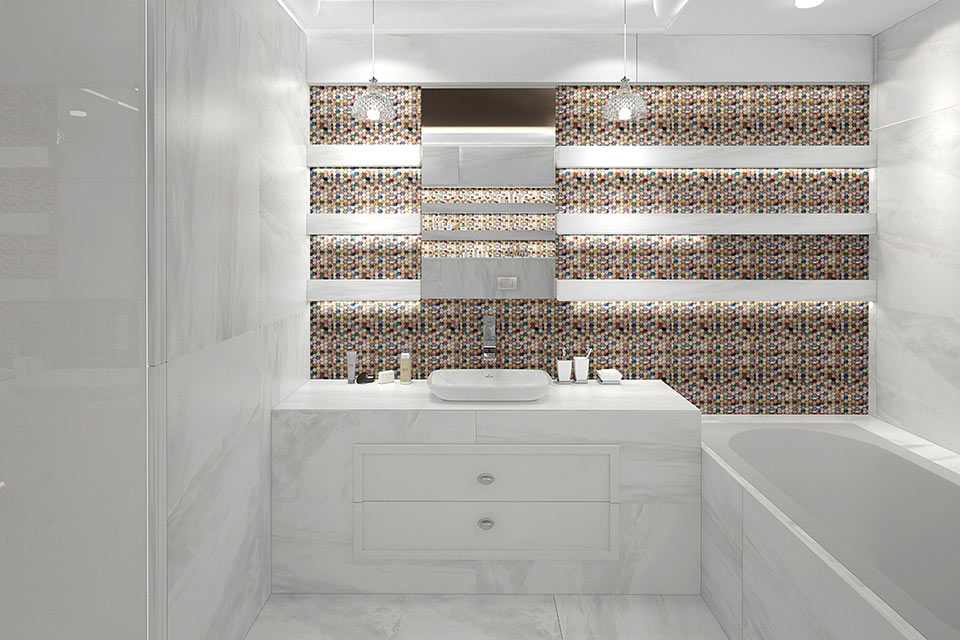 Дизайн ванной комнаты в стиле контемпорари (мозаика) - фото 5