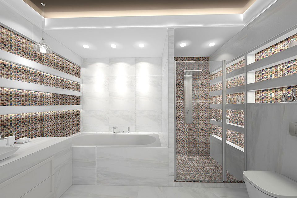 Дизайн ванной комнаты в стиле контемпорари (мозаика) - фото 6