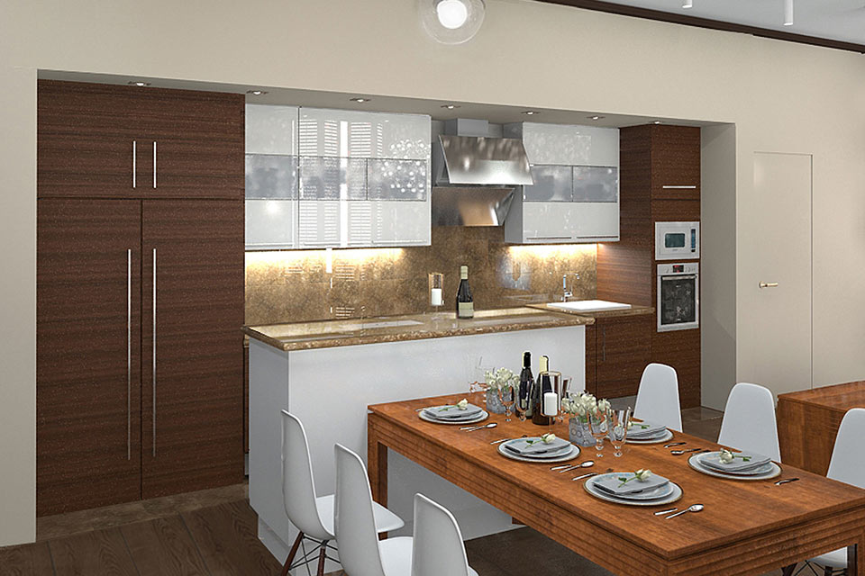 Дизайн кухни-гостиной в стиле контемпорари - фото 3
