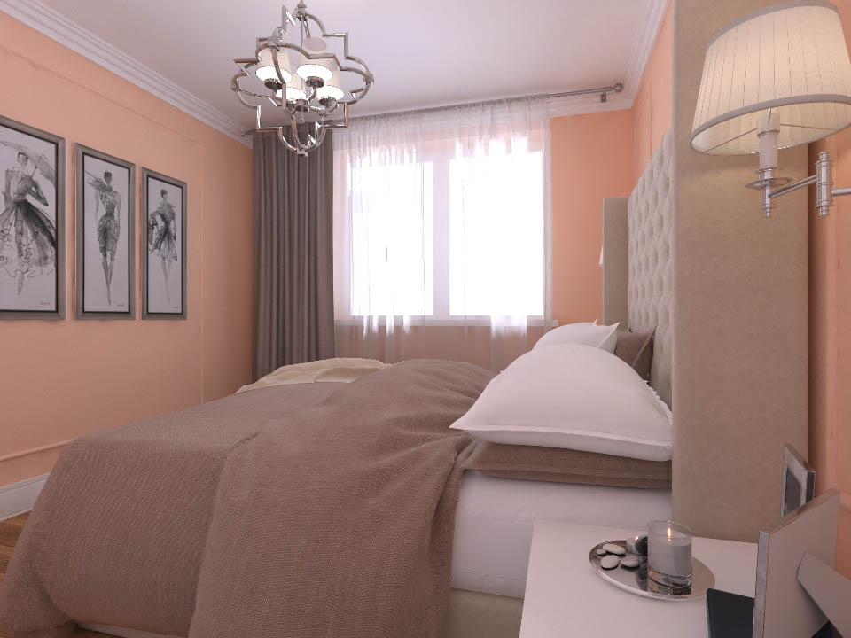 Дизайн интерьера спальни в светло-розовых тонах - фото 2