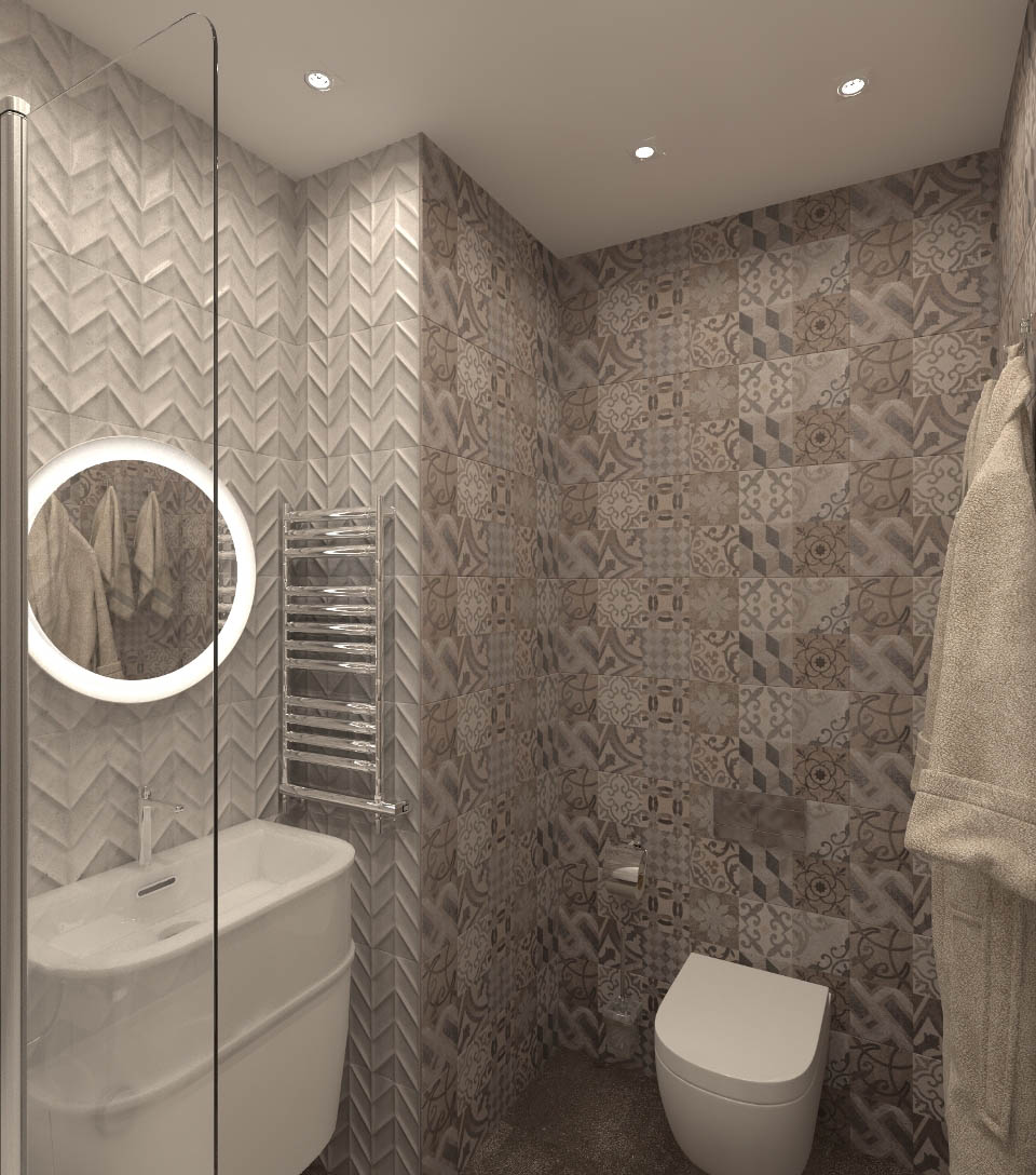 Дизайн интерьера ванной комнаты в светло-коричневых тонах - фото 2