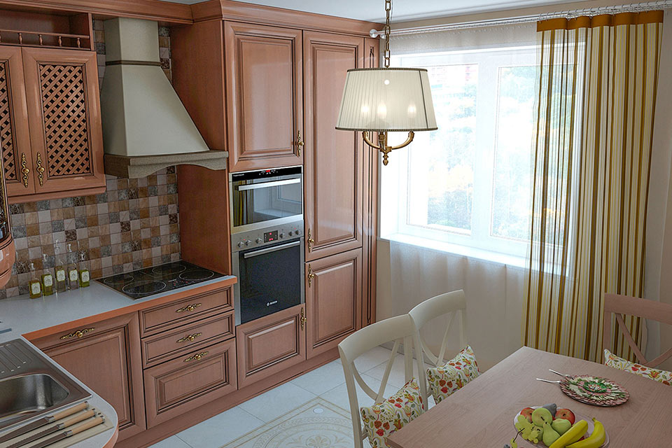 Дизайн квартиры в классическом стиле - кухня